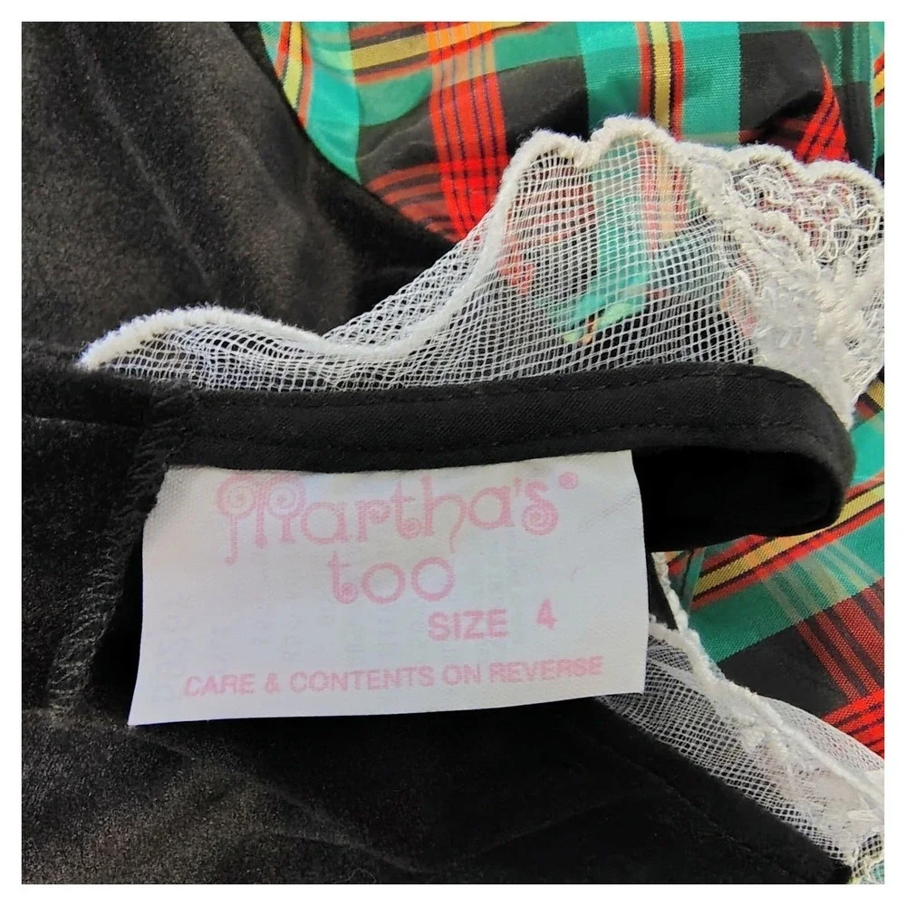 Vintage 1980s Martha's Too Girls‎ 4 Plaid Tiered Christmas Party Dress